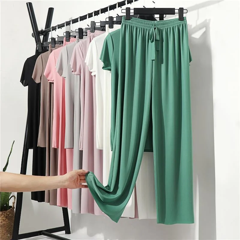 Female Home Clothes 2 Pieces Set Pajamas Pants Set