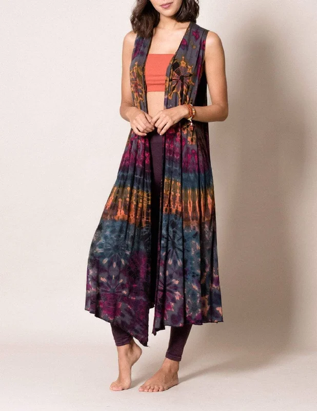 Tie-Dye Long Sleeveless Wrap - Grey Streetwear sweaters