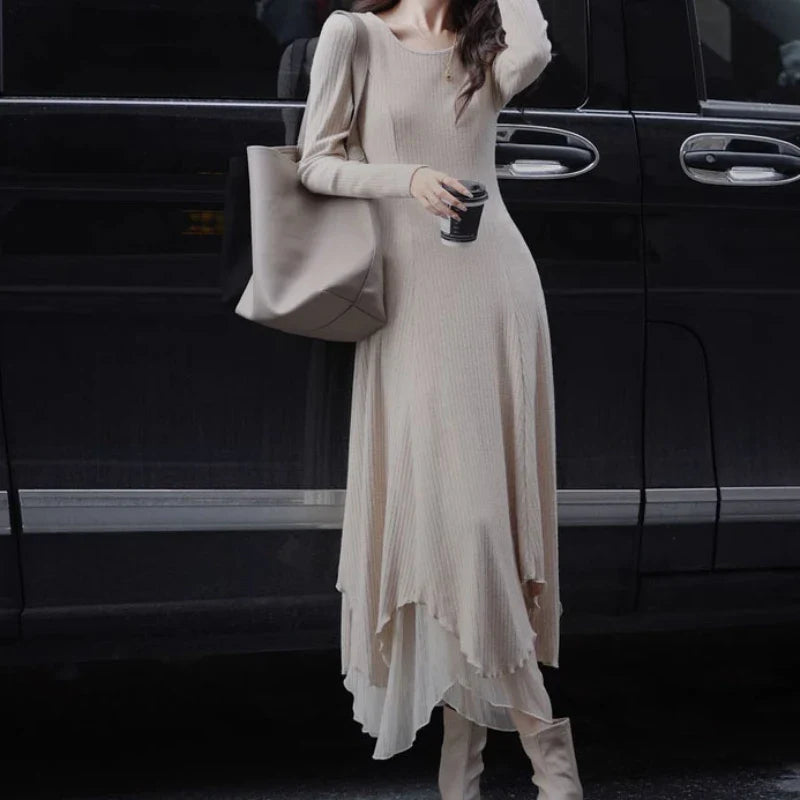 Senior Knitted Slimming Gentle Sexy Y2K Midi Dresses Wrap midi dresses