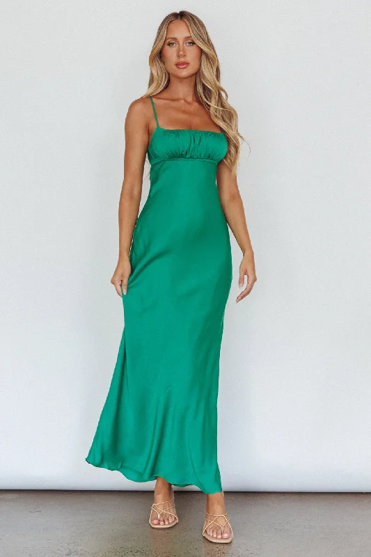 From Above V-Back Midi Dress Forest Green Strapless midi dresses
