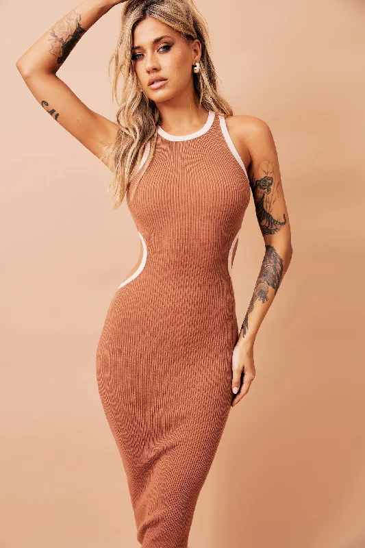 These Moments Mini Dress - Tan Best midi dresses for plus size