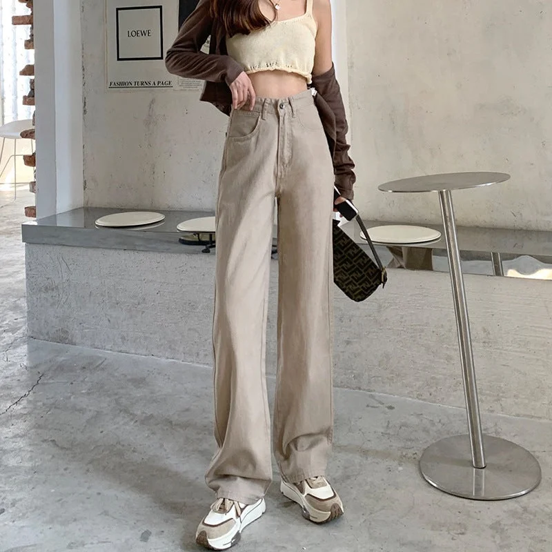 NiDELL: Women’s Elegant Long Wide Leg Jeans For Winter Vintage Maxi Skirt