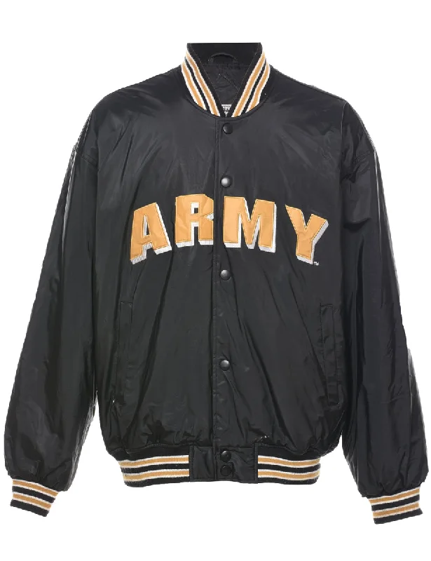 Army Embroidered Bomber Jacket - L Women's business casual jackets