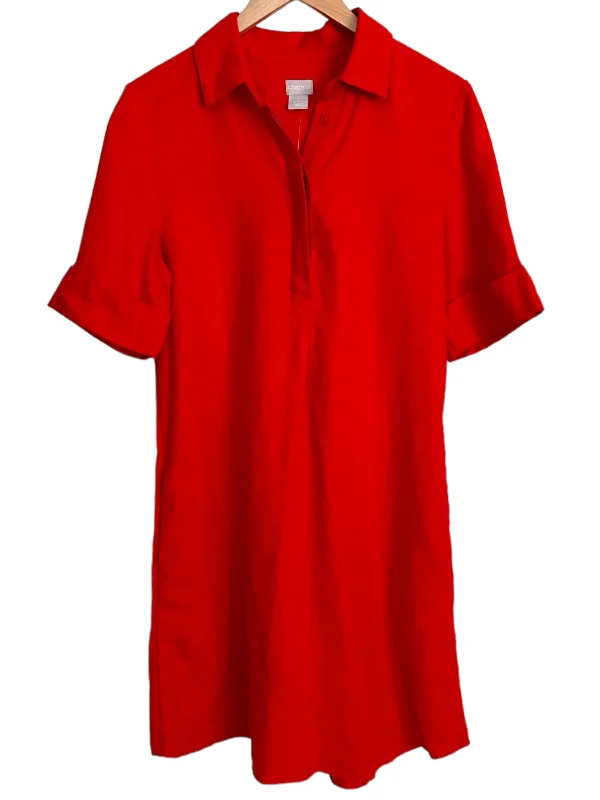 Warm Autumn Scarlet Flame Linen Popover Dress Bold pattern unclassified dresses