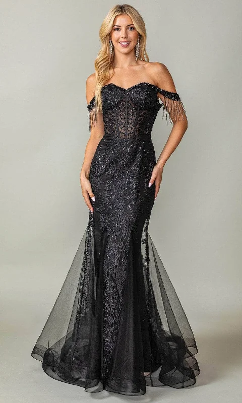 Dancing Queen 4365 - Glitter Print Trumpet Prom Dress Linen floral dresses