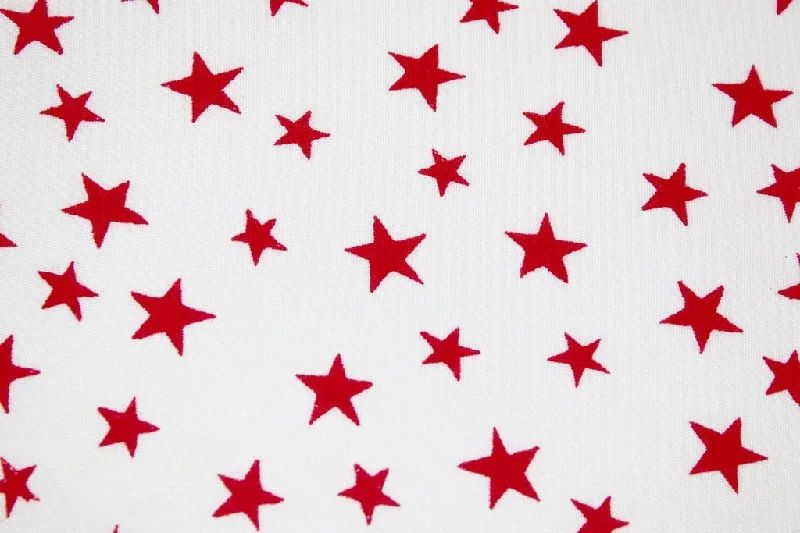 White Red Stars Printed Cotton Rayon Fabric Affordable floral dresses