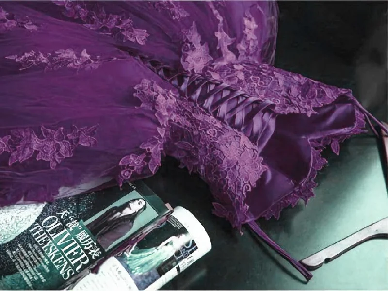 Charming Ball Gown Purple Tulle Sweetheart Lace Applique Formal Dress, Purple Sweet 16 Dresses Tulle Dress Glow Charming Ball Gown Purple Tulle Sweetheart Lace Applique Formal Dress, Purple Sweet 16 Dresses Tulle Dress Glow