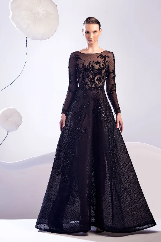 Embroidered dress on polka dots tulle Tulle Dress Puff