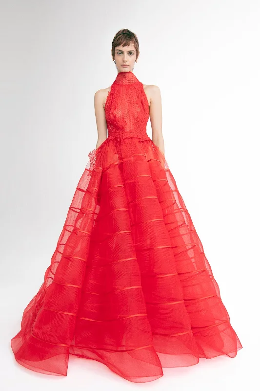 High neckline tulle gown Tulle Dress Sparkle