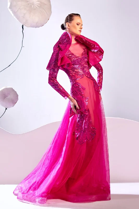 Oversized shoulders tulle and lace dress Tulle Dress Perfect