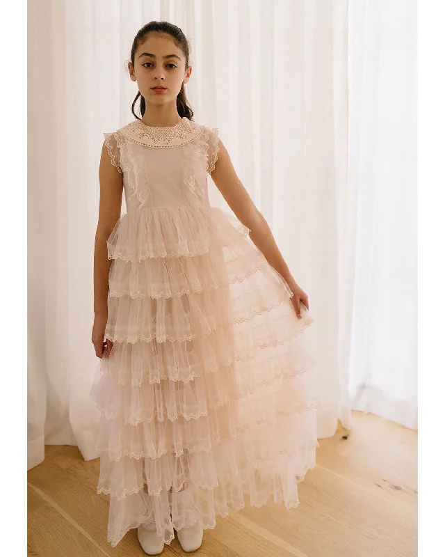 PETITE AMALIE "Soleil" Crochet Collar Tulle Gown Romantic Tulle Dress