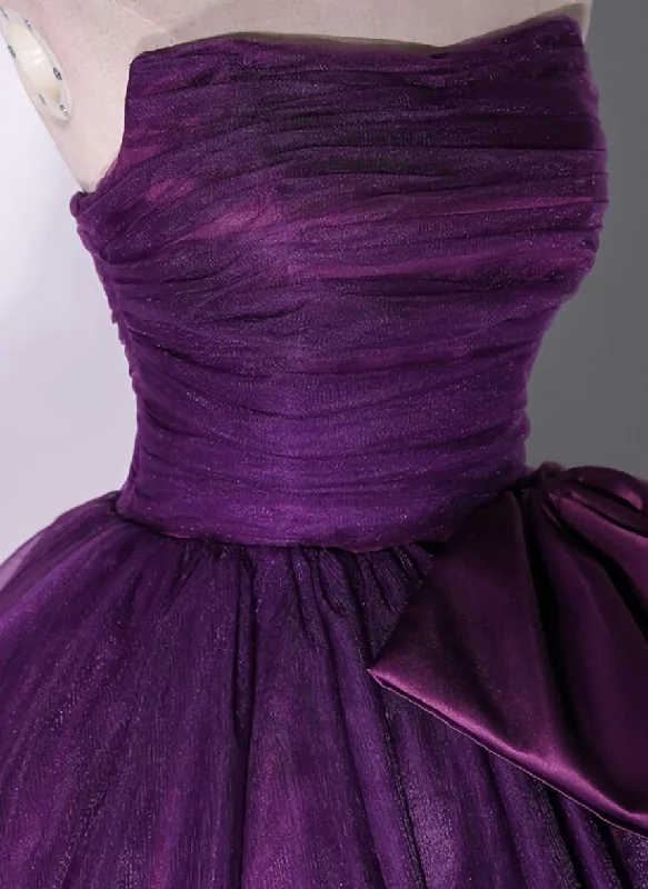 Purple Scoop Tulle Ball Gown Formal Dresses, Purple Sweet 16 Dresses Tulle Dress Fashion