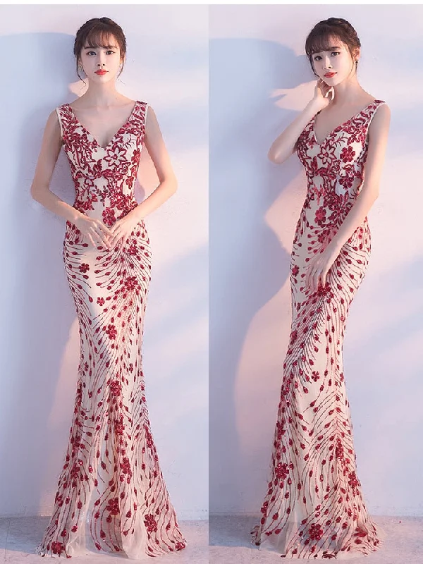 Elegant Mermaid Evening Dress Sleeveless Sequins Robe De Soriee V-neck Tulle Prom Gown Beads Formal Dress Sparkly Sequin Dress Elegant Mermaid Evening Dress Sleeveless Sequins Robe De Soriee V-neck Tulle Prom Gown Beads Formal Dress Sparkly Sequin Dress