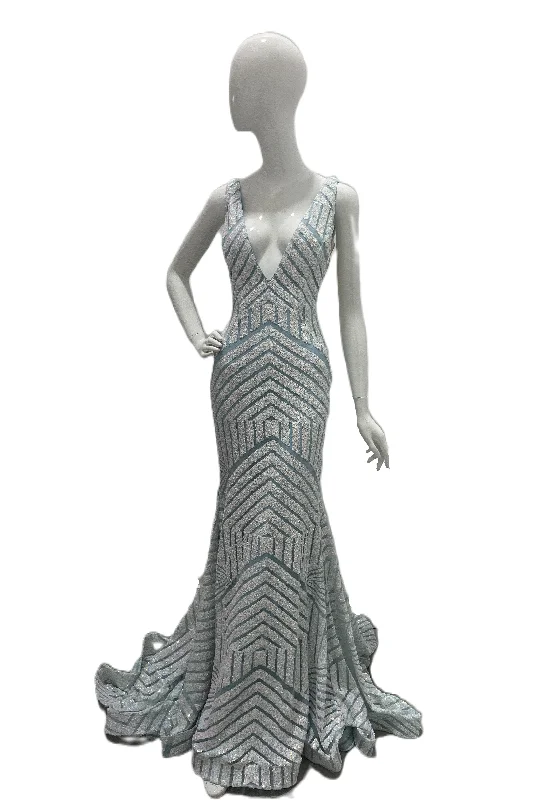 Plunging Neckline Open Back Cut Out Sequins Gown Sequin Dress Sexy