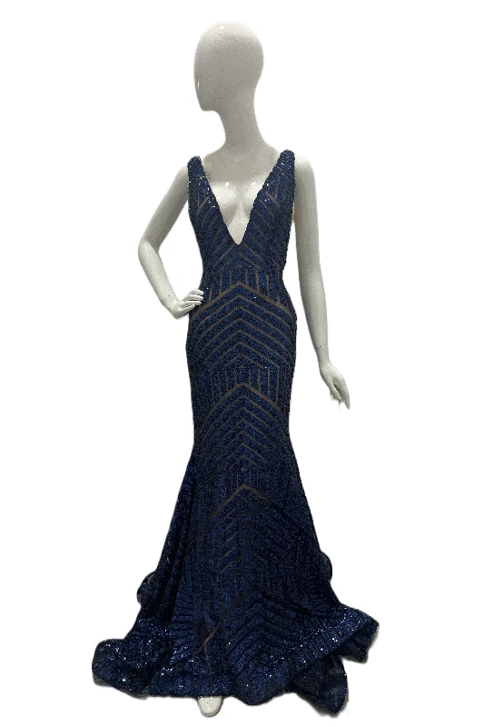 Jovani Plunging Neckline Open Back Cut Out Sequins Gown Sequin Dress Outfit