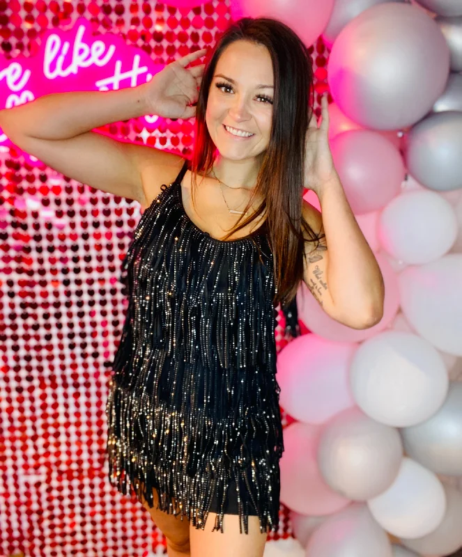 Black Sequin Cha Cha Dress Sequin Dress Dressy