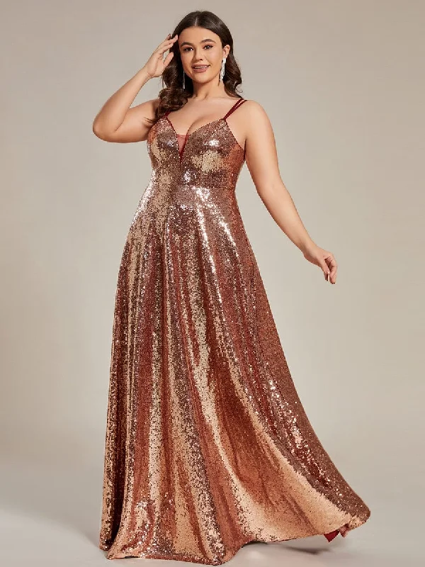 Custom Size Spaghetti Strap Corset Back Sequin Prom Dresses Bodycon Sequin Dress