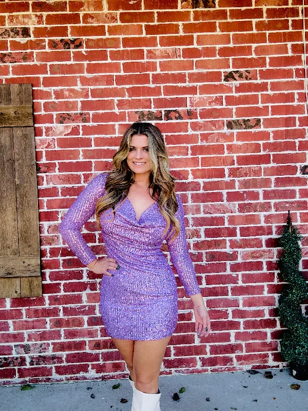 Pretty In Purple Sequin Collard Dress Plus Size Sequin