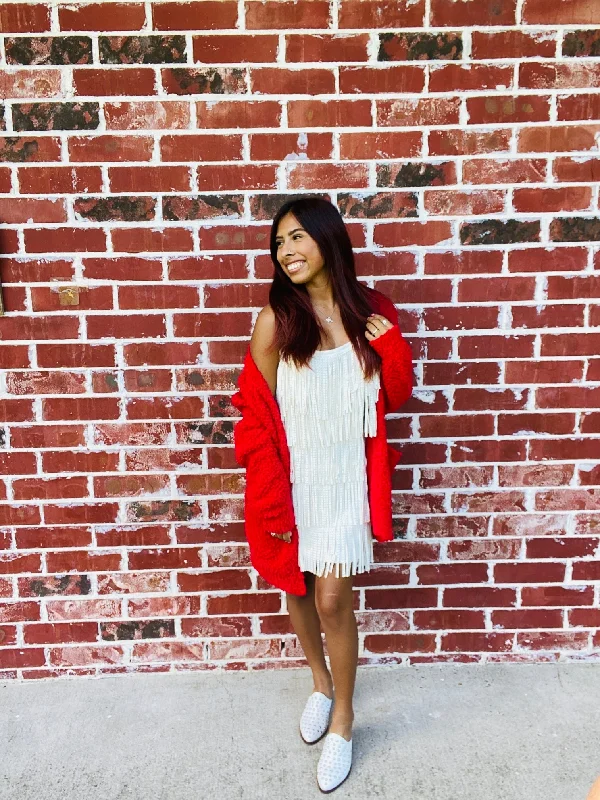 White Sequin Chacha Dress Sequin Shift Gown