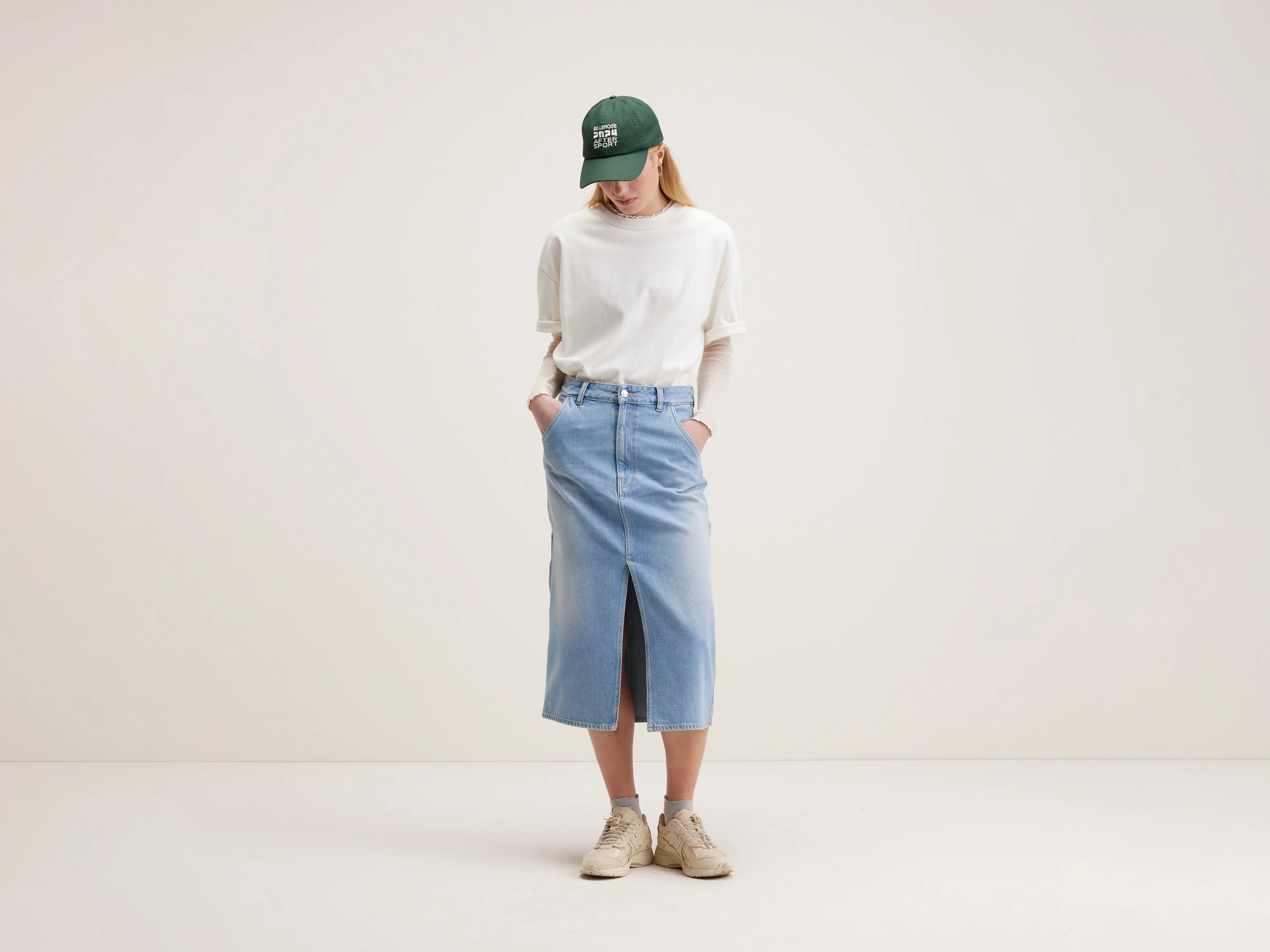 Pluie midi skirt (242 / W / VINTAGE BLUE) Ruffled Skirt Midi